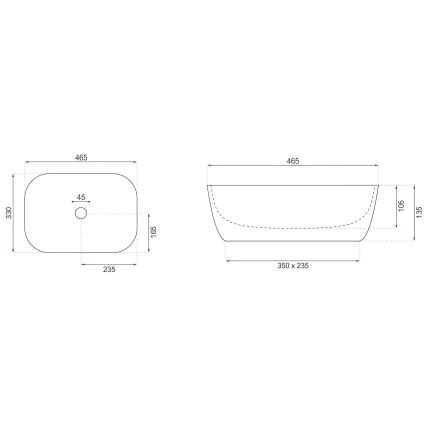 REA-U4000 - Vasque à poser BELINDA 33 x 46,5 cm céramique/effet pierre