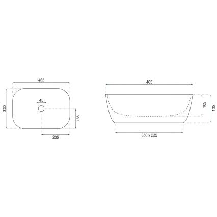 REA-U4001 - Lavabo à poser BELINDA 33,5x46,5 cm céramique/blanc mat