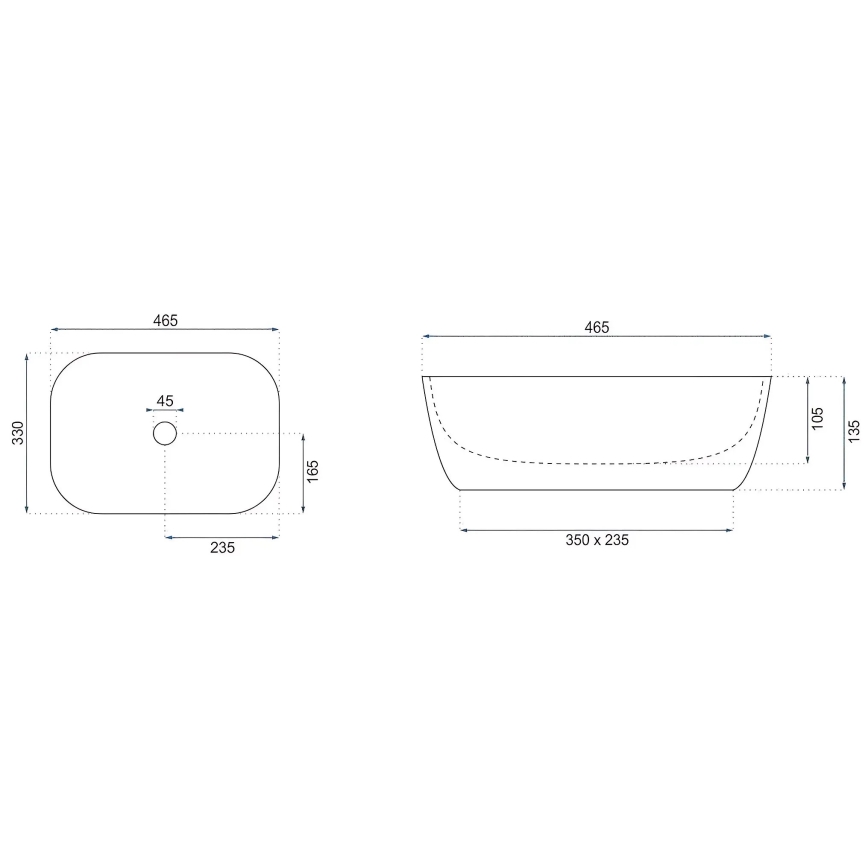 REA-U4001 - Lavabo à poser BELINDA 33,5x46,5 cm céramique/blanc mat