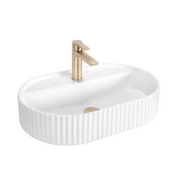 REA-U4002 - Lavabo à poser MARCELA 37 x 60 cm céramique / blanc brillant