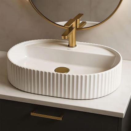 REA-U4002 - Lavabo à poser MARCELA 37 x 60 cm céramique / blanc brillant