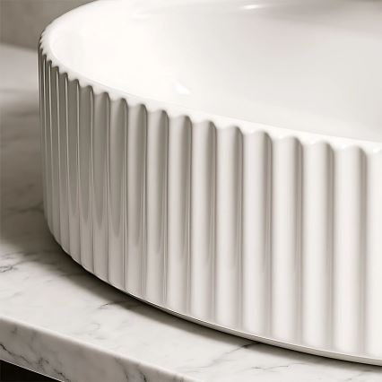 REA-U4002 - Lavabo à poser MARCELA 37 x 60 cm céramique / blanc brillant