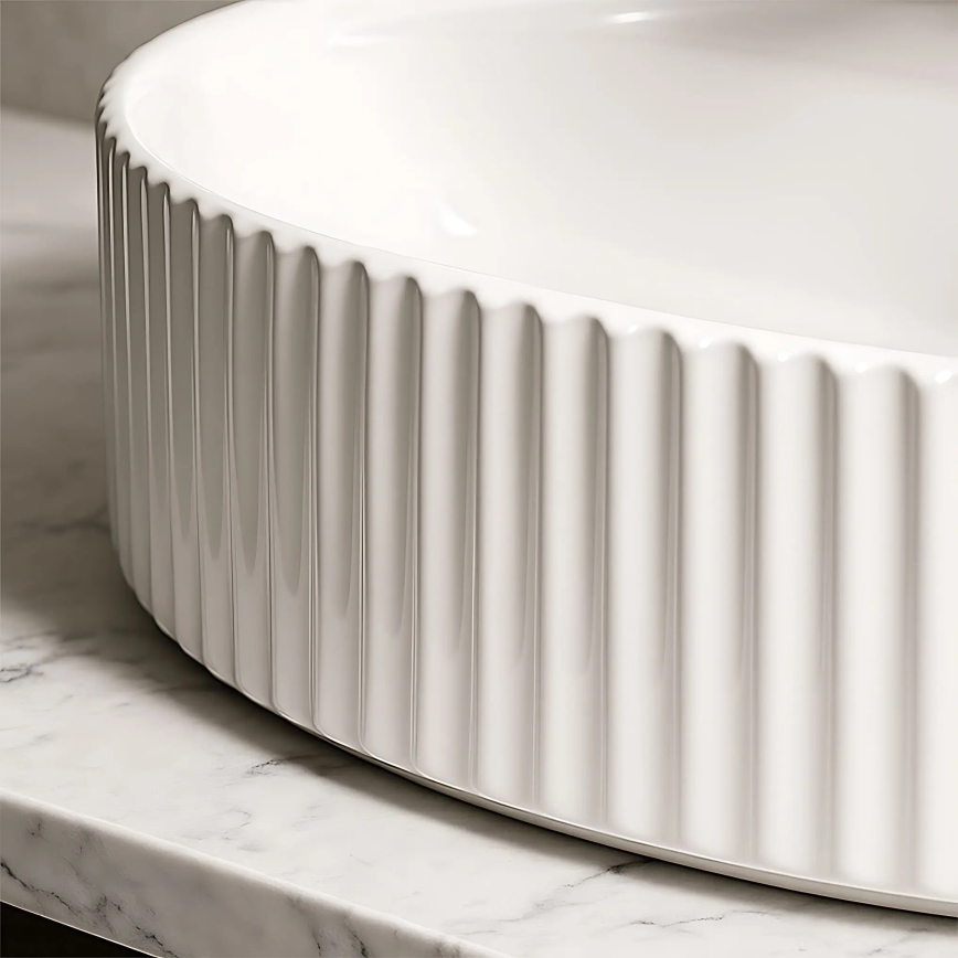 REA-U4002 - Lavabo à poser MARCELA 37 x 60 cm céramique / blanc brillant