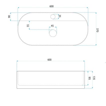 REA-U4002 - Lavabo à poser MARCELA 37 x 60 cm céramique / blanc brillant