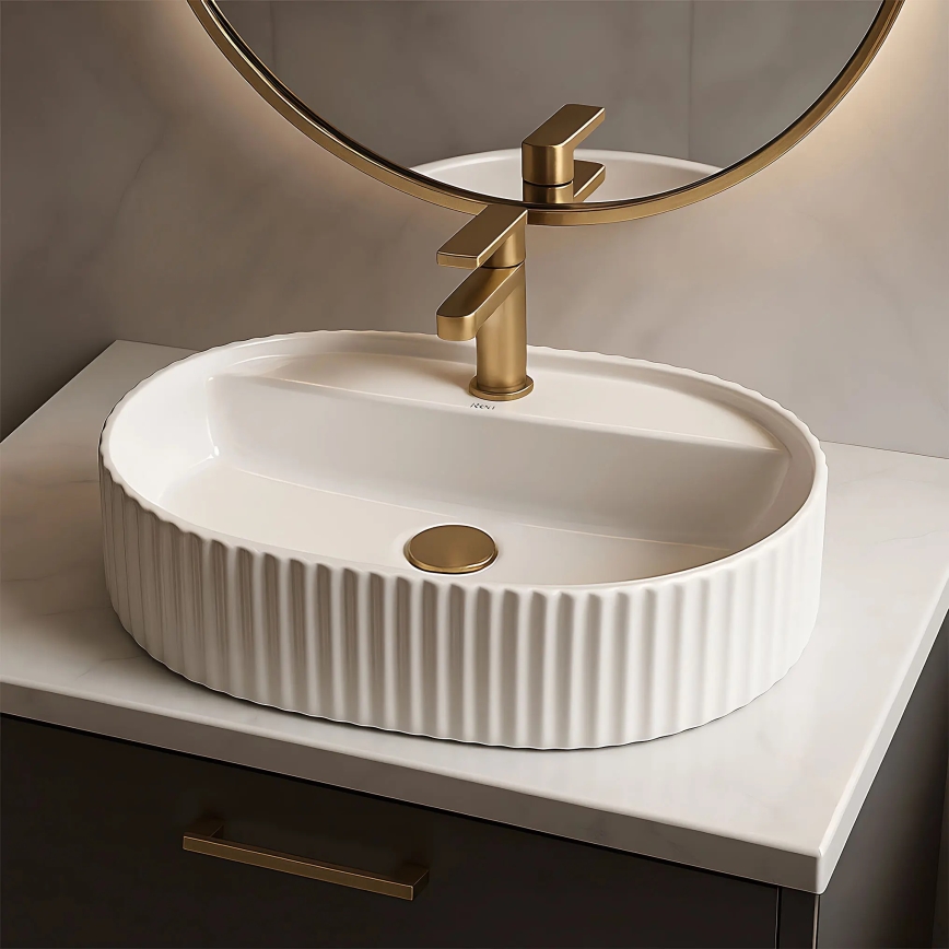 REA-U4003 - Vasque à poser MARCELA 35,5 x 50 cm céramique/blanc brillant