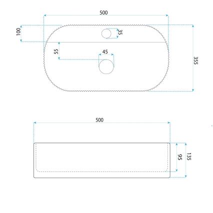 REA-U4003 - Vasque à poser MARCELA 35,5 x 50 cm céramique/blanc brillant