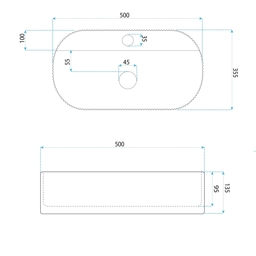 REA-U4003 - Vasque à poser MARCELA 35,5 x 50 cm céramique/blanc brillant