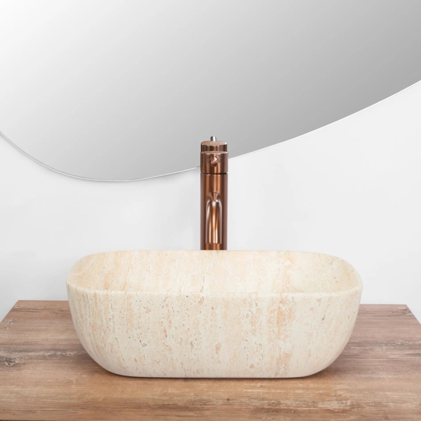 REA-U4700 - Vasque à poser BELINDA 25x36 cm céramique/beige/effet pierre