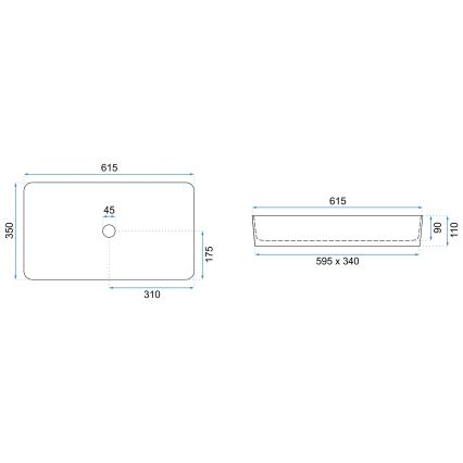 REA-U4800 - Lavabo à poser DENIS 35x61,5 cm céramique/blanc brillant