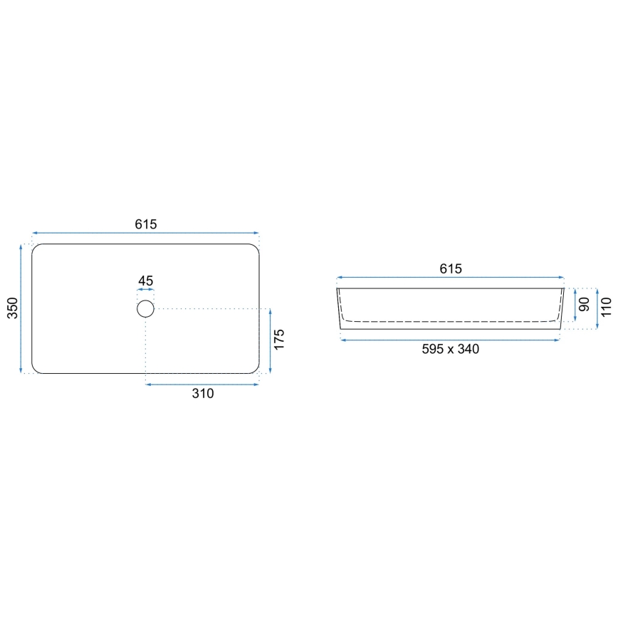 REA-U4800 - Lavabo à poser DENIS 35x61,5 cm céramique/blanc brillant