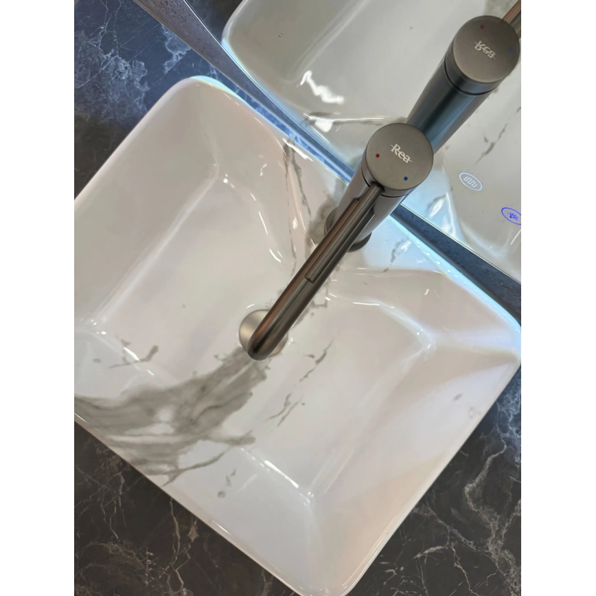 REA-U5052 - Lavabo à poser KELLY 38x49 cm céramique/blanc/décor marbre