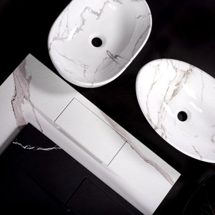 REA-U5052 - Lavabo à poser KELLY 38x49 cm céramique/blanc/décor marbre