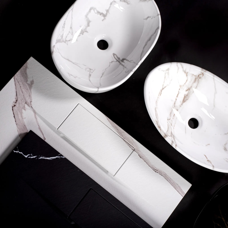 REA-U5052 - Lavabo à poser KELLY 38x49 cm céramique/blanc/décor marbre