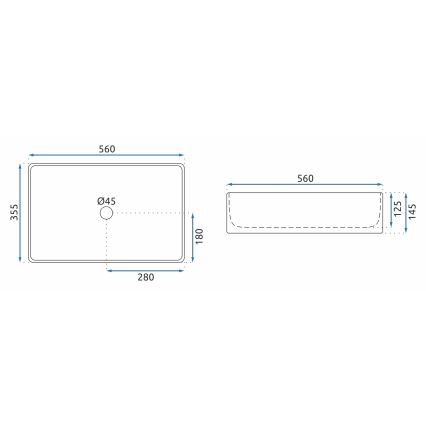 REA-U5055 - Lavabo à poser BERTA 35,5x56 cm céramique/blanc brillant