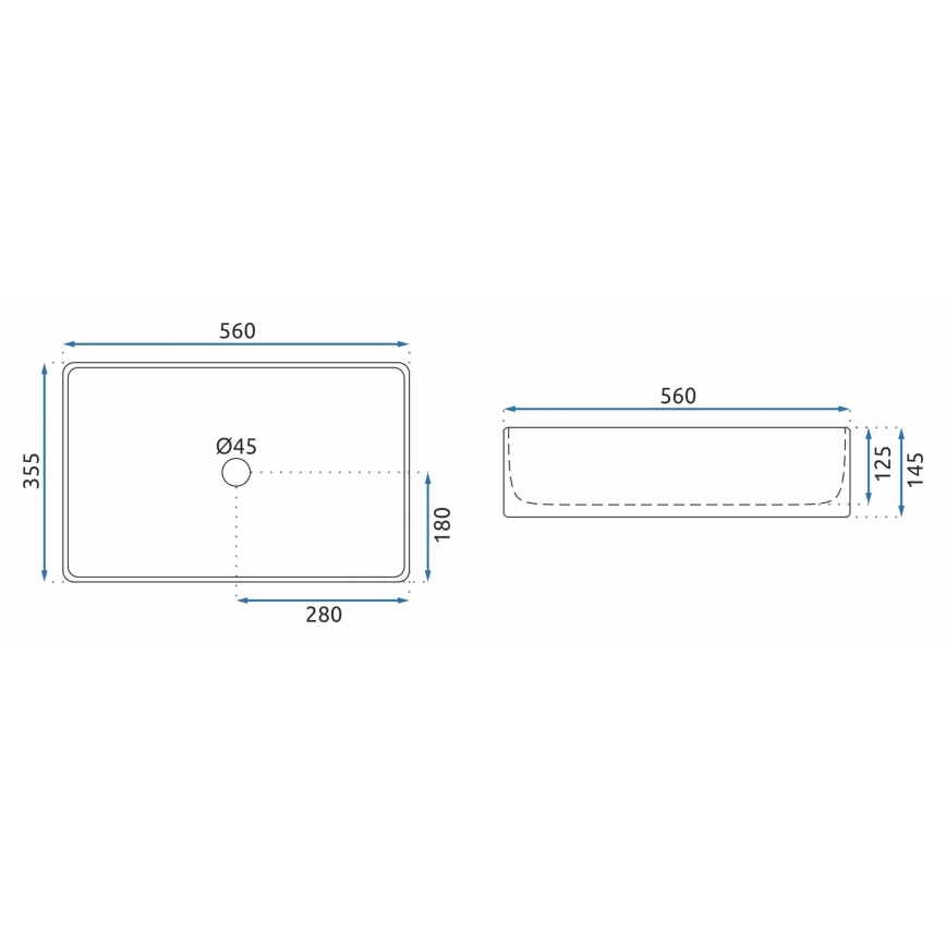 REA-U5055 - Lavabo à poser BERTA 35,5x56 cm céramique/blanc brillant