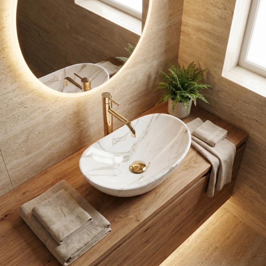 REA-U5063 - Vasque à poser ROYAL MINI 30x47 cm céramique/blanc/effet pierre