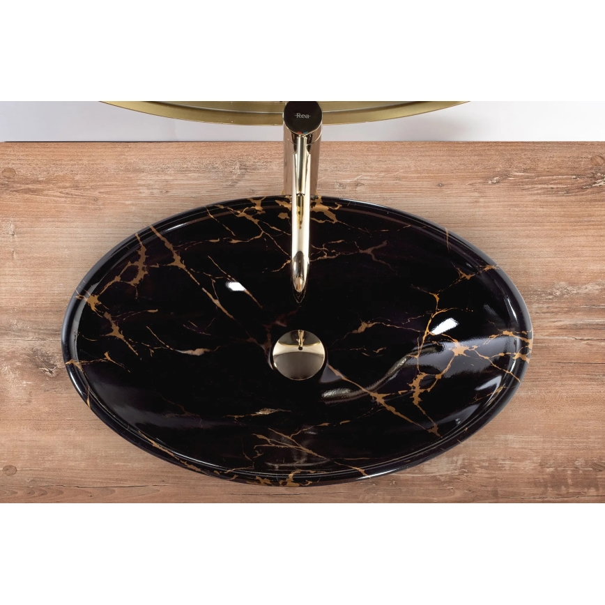 REA-U5067 - Vasque à poser PAMELA 33x53 cm céramique/noir/effet pierre