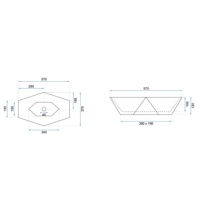 REA-U5602 - Lavabo à poser VEGAS 37x57 cm céramique/effet pierre