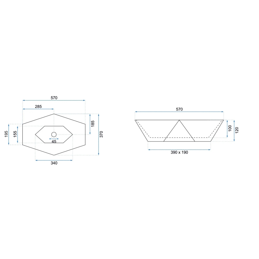 REA-U5602 - Lavabo à poser VEGAS 37x57 cm céramique/effet pierre