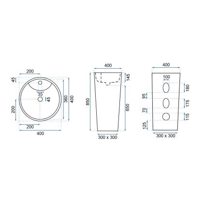 REA-U5635 - Lavabo autoportant BLANKA 85x40 cm céramique/blanc brillant