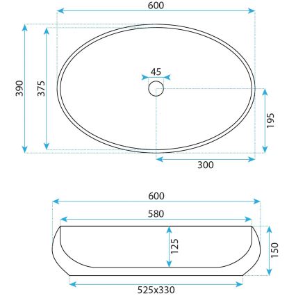 REA-U5660 - Vasque à poser MAYA 39x60 cm céramique/blanc brillant