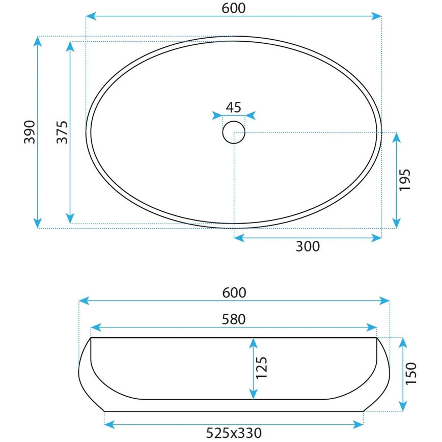 REA-U5660 - Vasque à poser MAYA 39x60 cm céramique/blanc brillant