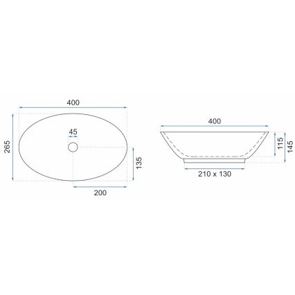 REA-U5804 - Lavabo à poser PAMELA MINI 26,5 x 40 cm céramique/blanc brillant