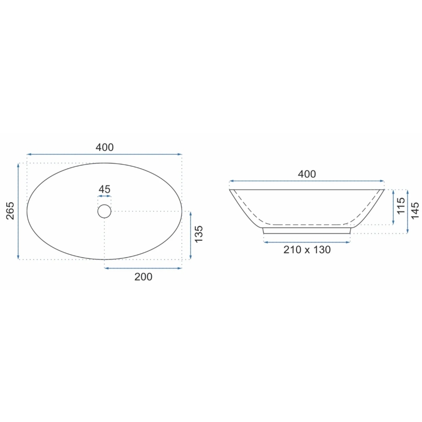REA-U5804 - Lavabo à poser PAMELA MINI 26,5 x 40 cm céramique/blanc brillant