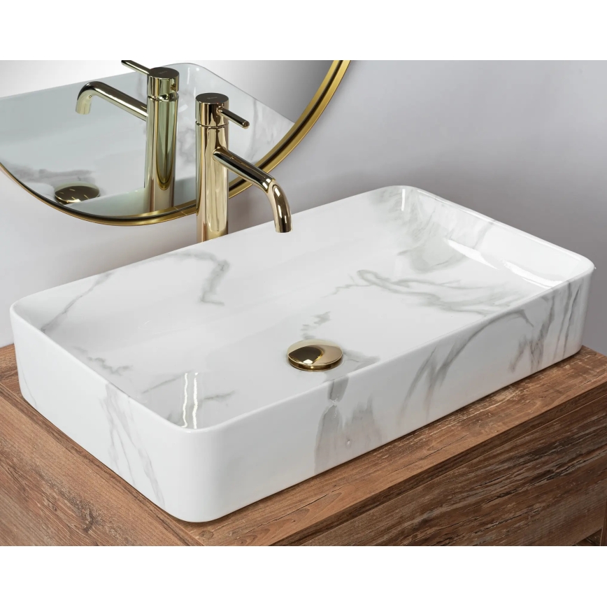 REA-U5896 - Lavabo à poser DENIS 35x61,5 cm céramique/décor marbre