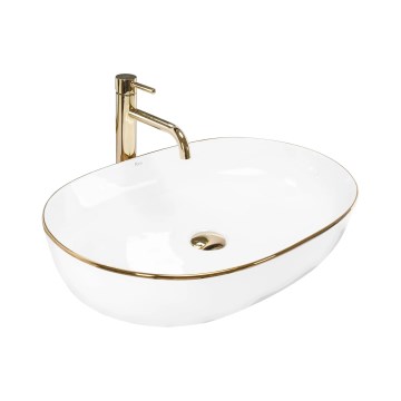 REA-U6211 - Vasque à poser CLEO 41x60,5 cm céramique/blanc/doré