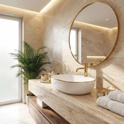 REA-U6211 - Vasque à poser CLEO 41x60,5 cm céramique/blanc/doré