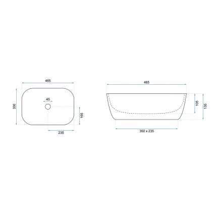 REA-U6332 - Vasque à poser BELINDA 33x46,5 cm céramique/noir/blanc