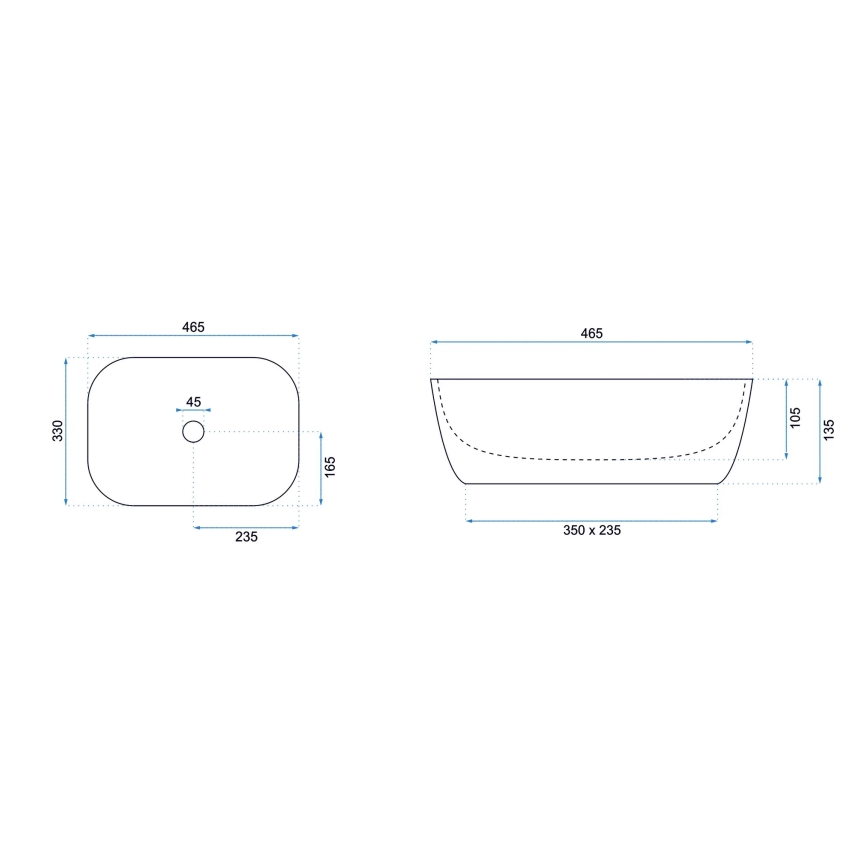 REA-U6332 - Vasque à poser BELINDA 33x46,5 cm céramique/noir/blanc