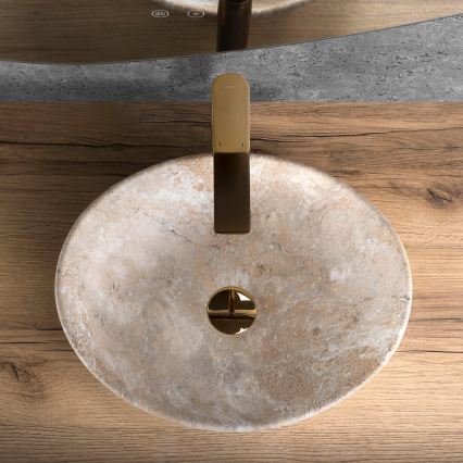 REA-U6361 - Lavabo à poser SOFIA 34,5x41 cm céramique/beige/effet pierre
