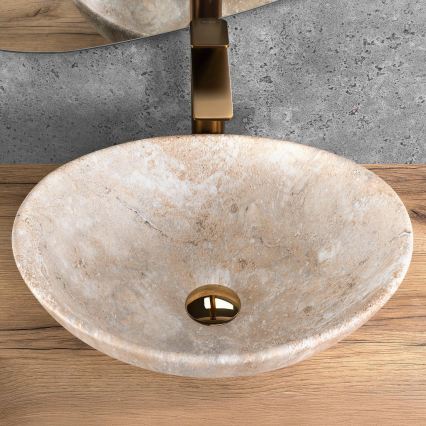 REA-U6361 - Lavabo à poser SOFIA 34,5x41 cm céramique/beige/effet pierre
