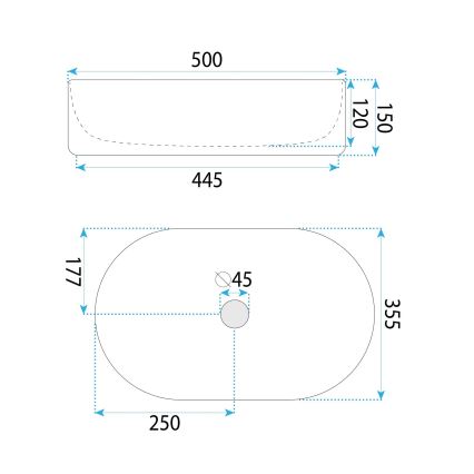REA-U6366 - Vasque à poser OKTAWIA 35,5x50 cm céramique/blanc