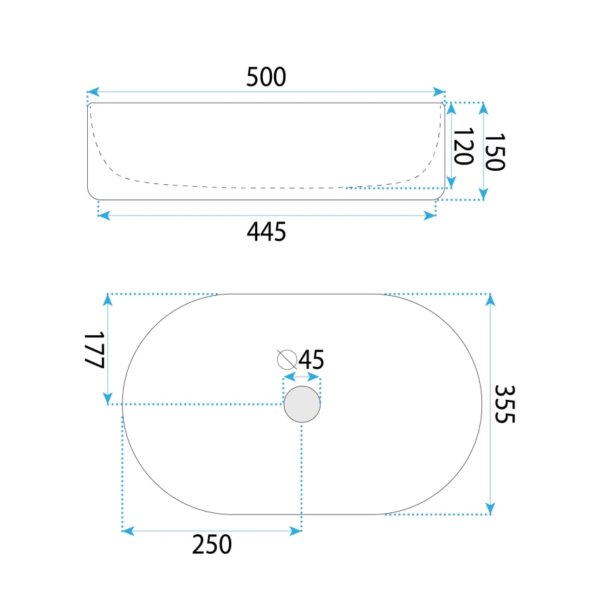 REA-U6366 - Vasque à poser OKTAWIA 35,5x50 cm céramique/blanc