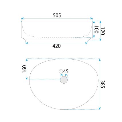 REA-U6370 - Lavabo à poser JOANA 38,5x50,5 cm céramique/blanc brillant