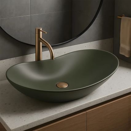 REA-U6372 - Lavabo à poser ROYAL 35,5x61,5 cm céramique/vert olive