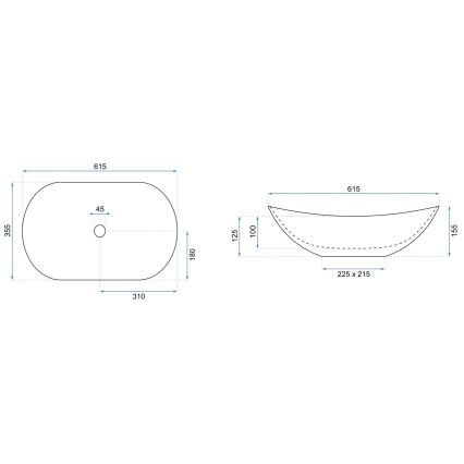 REA-U6372 - Lavabo à poser ROYAL 35,5x61,5 cm céramique/vert olive