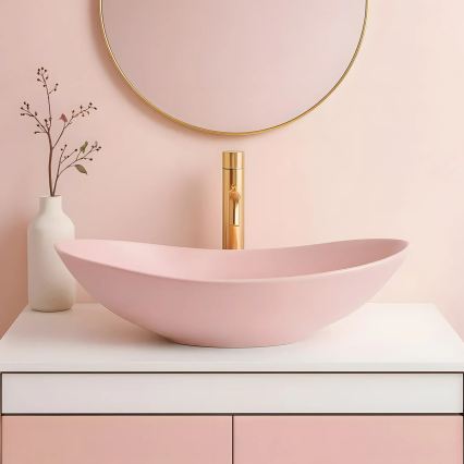 REA-U6374 - Vasque à poser ROYAL 35,5x61,5 cm en céramique, rose mat