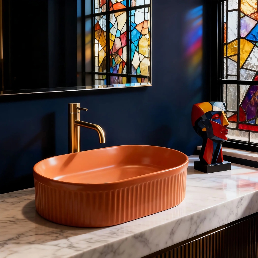REA-U6377 - Lavabo à poser VANDA 31x49 cm céramique/orange