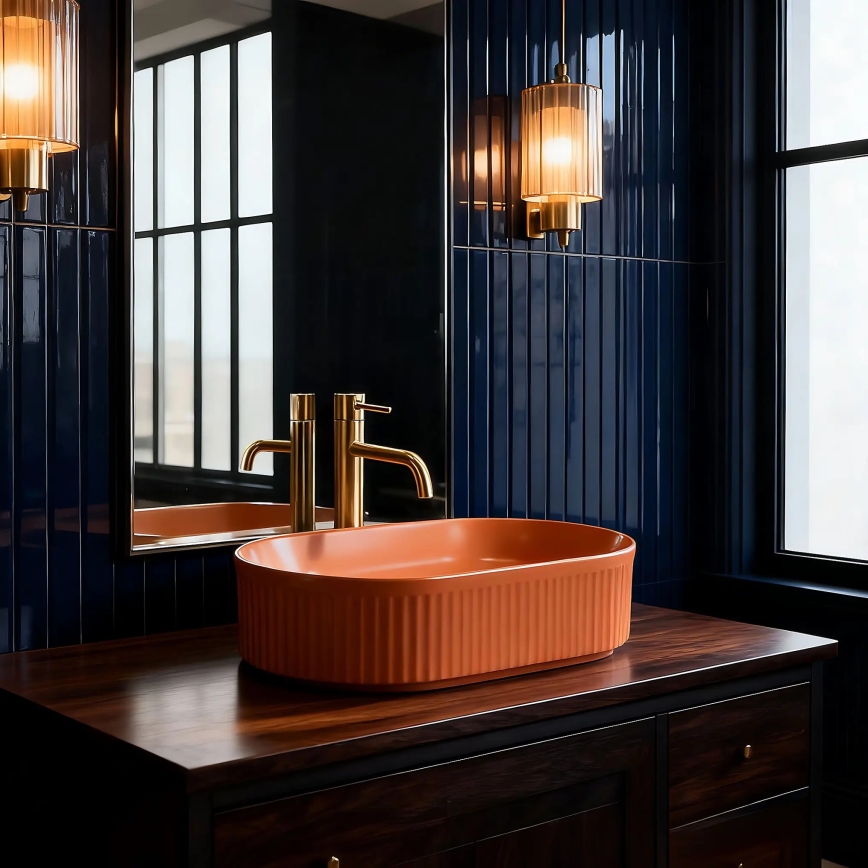 REA-U6377 - Lavabo à poser VANDA 31x49 cm céramique/orange