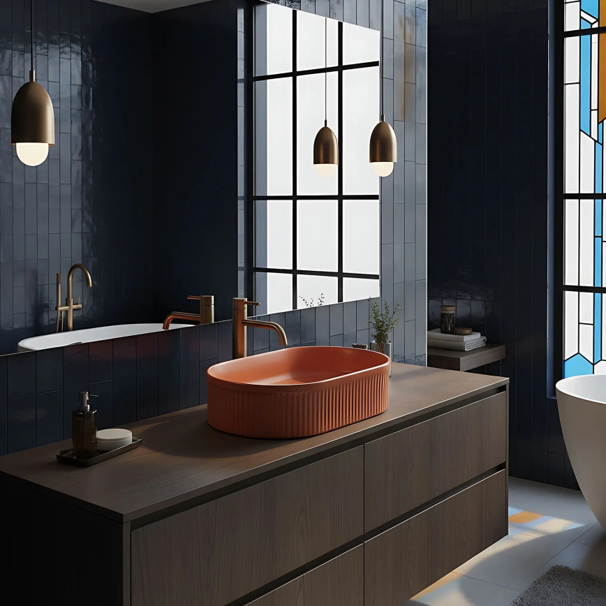REA-U6377 - Lavabo à poser VANDA 31x49 cm céramique/orange