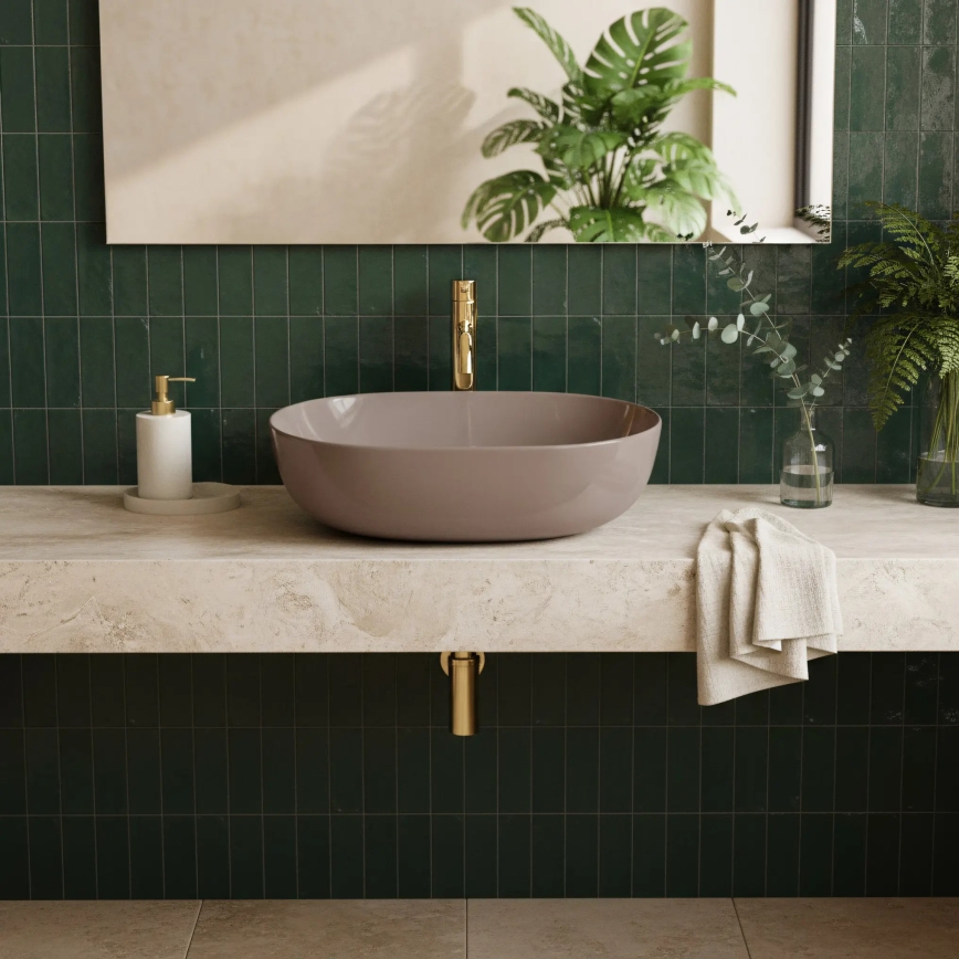 REA-U6380 - Vasque à poser LISA 35 x 49 cm, céramique/brun brillant