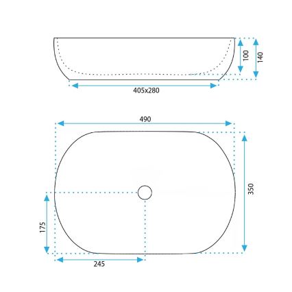 REA-U6380 - Vasque à poser LISA 35 x 49 cm, céramique/brun brillant