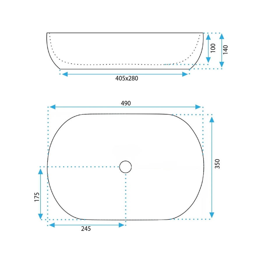 REA-U6380 - Vasque à poser LISA 35 x 49 cm, céramique/brun brillant