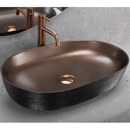 REA-U6383 - Lavabo à poser CLEO 41x60,5 cm céramique/noir/cuivre brossé