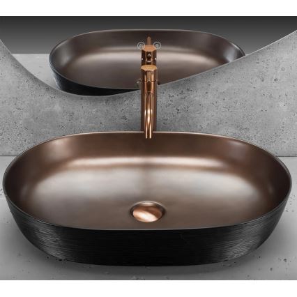 REA-U6383 - Lavabo à poser CLEO 41x60,5 cm céramique/noir/cuivre brossé