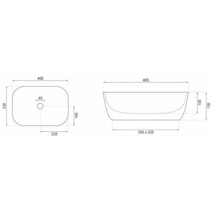 REA-U6384 - Vasque à poser BELINDA 33 x 46,5 cm, céramique, noir/marron